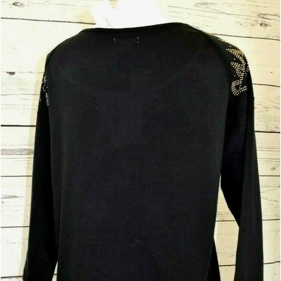 NEW Womens HANNAH Tunic Top Embellished shoulders and front Black, Sz M, NWT - Picture 2 of 10